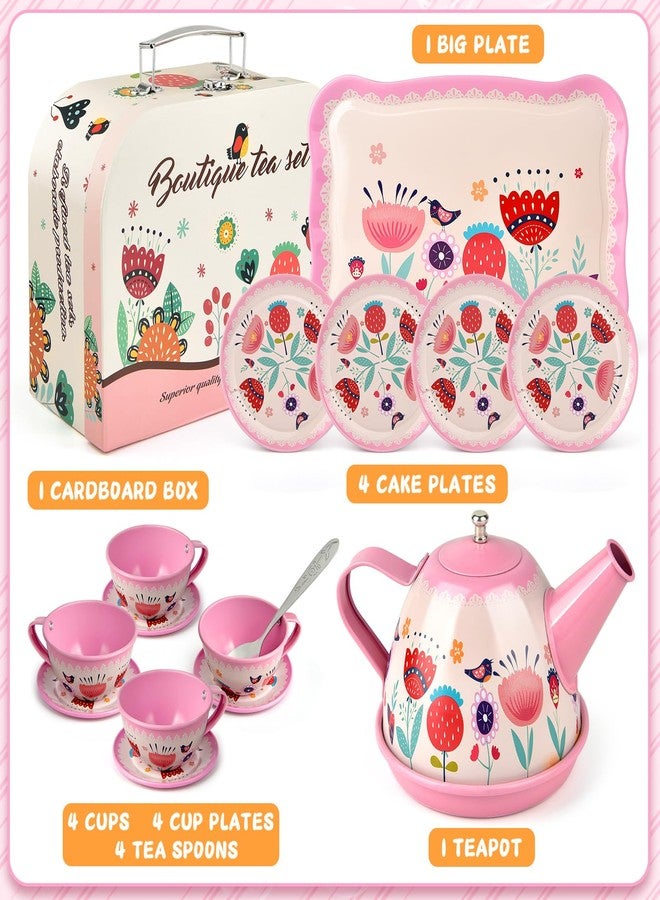Minnot Tea Party Set for Little Girls, Flower Tea Sets Toys for Toddlers Girls Age 3 4 5 6 Year Old, Toddler Kids Kitchen Pretend Play Toys - Image 3